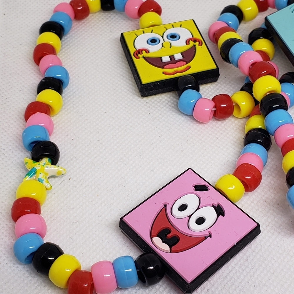 Handmade Spongebob Squarepants Patrick Squidward Silicone Bead Kandi Necklace - Picture 3 of 5